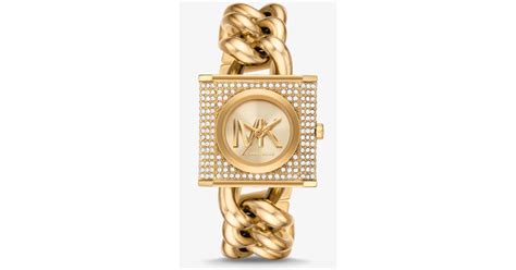 michael kors mini lock pavé gold-tone chain watch|michael kors gold tone watch.